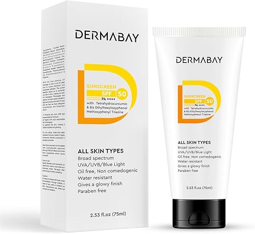 Dermabay Sunscreen SPF 50 PA++++, Light, No white-cast Broad Spectrum & Blue Light Protection for Oily, Dry, Acne-prone Skin, Non-Comedogenic – 75ml