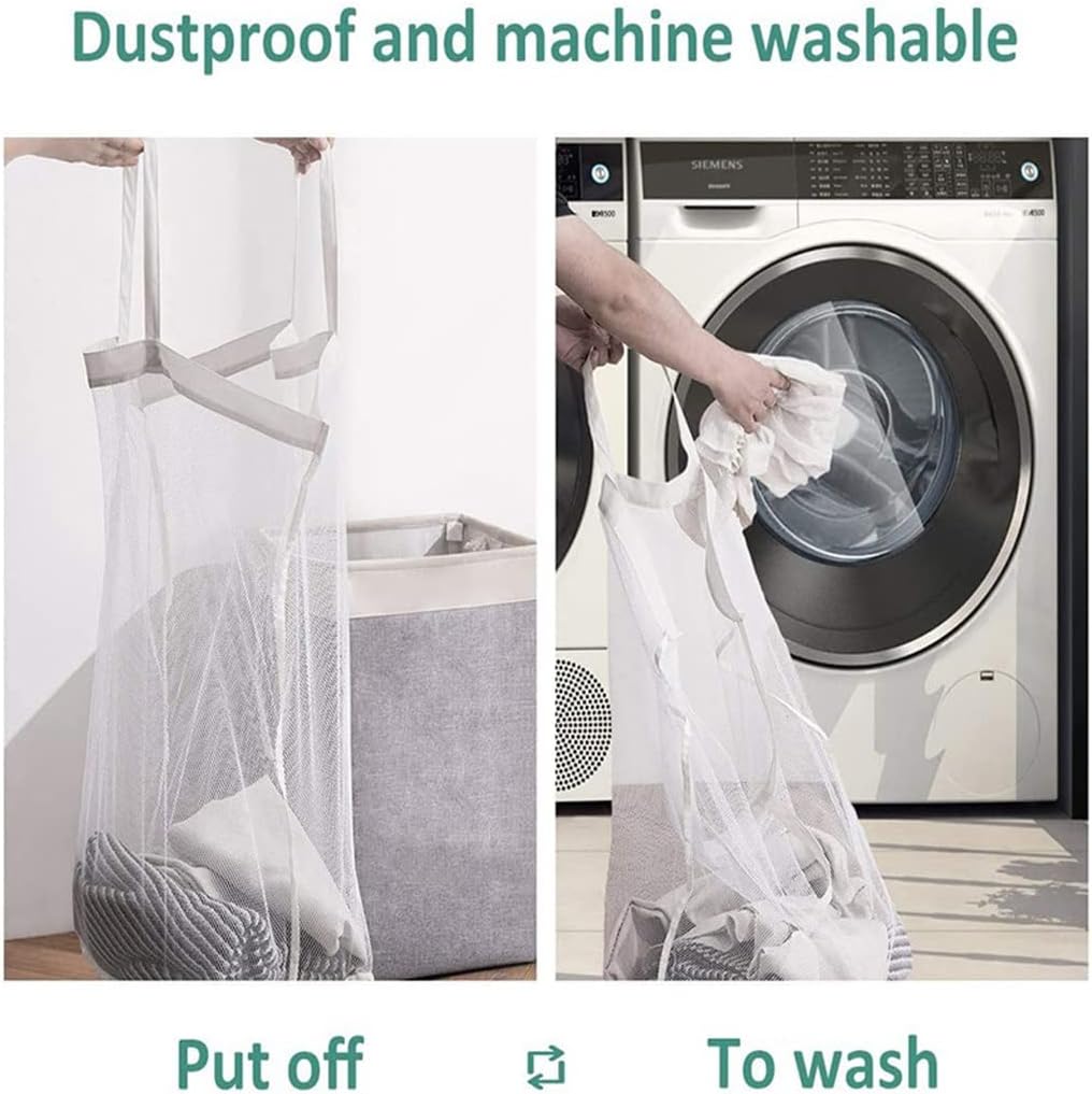 Foldable Laundry Basket with Lid with Net Bag Folding Basket Dirty Clothes/Toys/Debris Multifunction Storage Basket (Color : A, Size : 41 * 31 * 50cm)