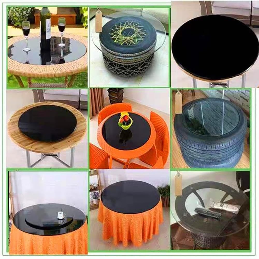 Duża 61 cm czarna szklana taca do serwowania Lazy Susan obracana o 360° gładki obrót idealna na przyjęcia w jadalni i dzielenie się jedzeniem bez wysiłku elegancka i funkcjonalna zastawa stołowa