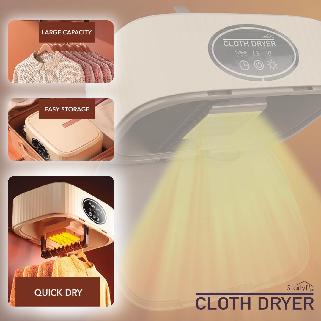 Cloth Dryer – Secadora Eléctrica Portátil para Ropa, Aire Caliente 360°, Secado Rápido y Eficiente, Limpia y Desinfecta, Ideal para Pisos, Apartamentos y Viajes