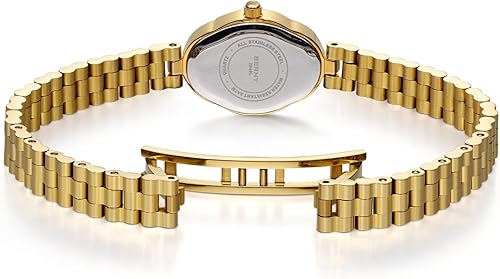 Miniatura 3 de BERNY Relojes dorados para mujer, delicado reloj de cuarzo para mujer, estilo vintage, cobre, con forma de espejo, movimiento de cuarzo japonés,