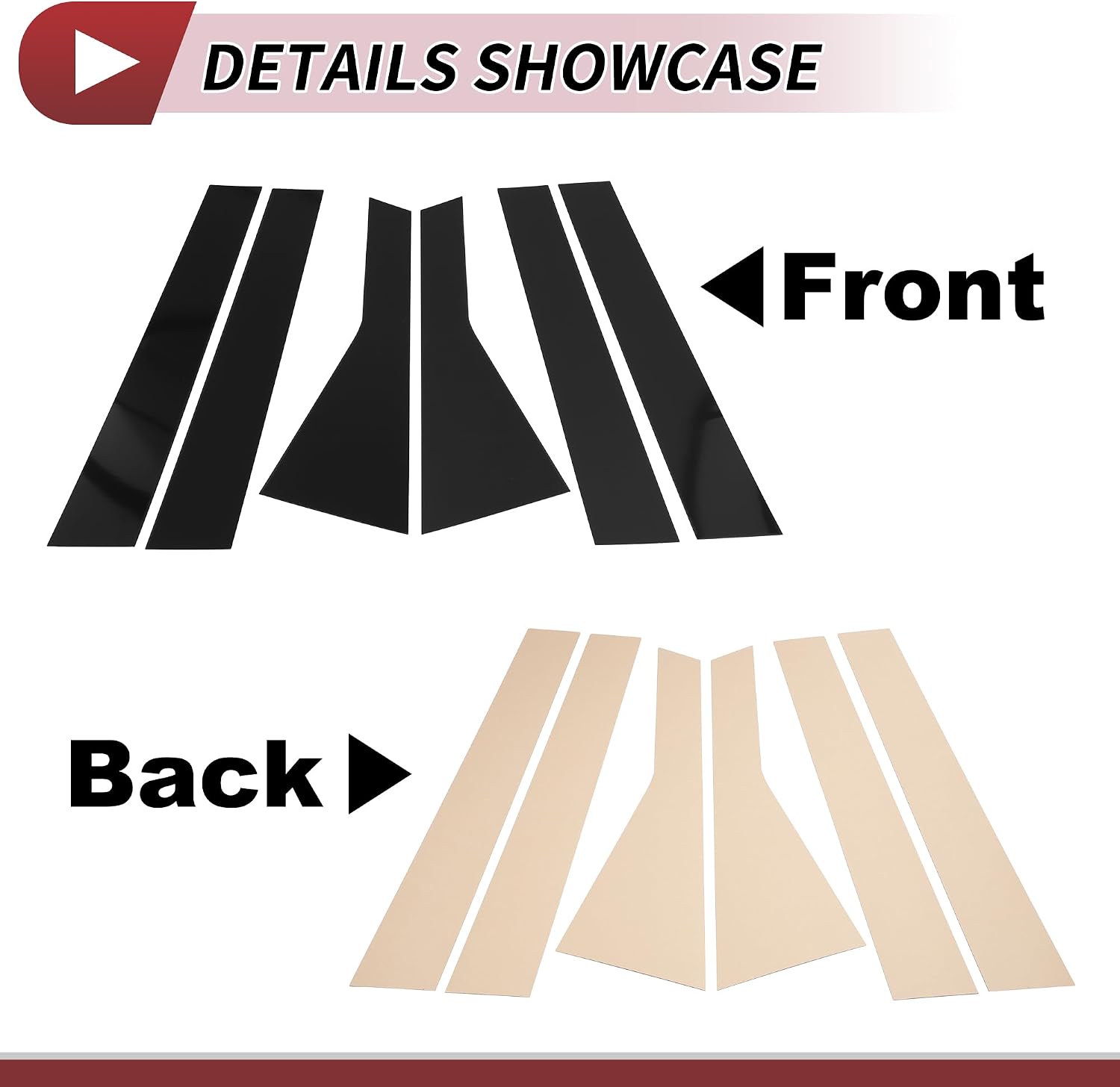 6 Pcs Door Pillar Window Trim for Nissan Rogue 2021-2023 Front Rear Left Right Anti Scratch Sticker Pillar Posts Door Outer Exterior Cover Black