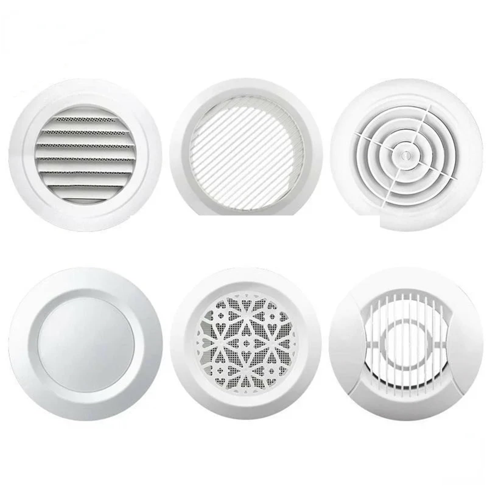 Abdeckung für Lüftungskanäle 1 STÜCK 3 "4“ 5“ 6“ 8“ Weiß ABS-Kunststoff Runde Air Vent Grill Abdeckung Diffusor Belüftung Kanalschlauch Jalousie Wand Decke Montiert(Flower Type,5Inches (125mm))