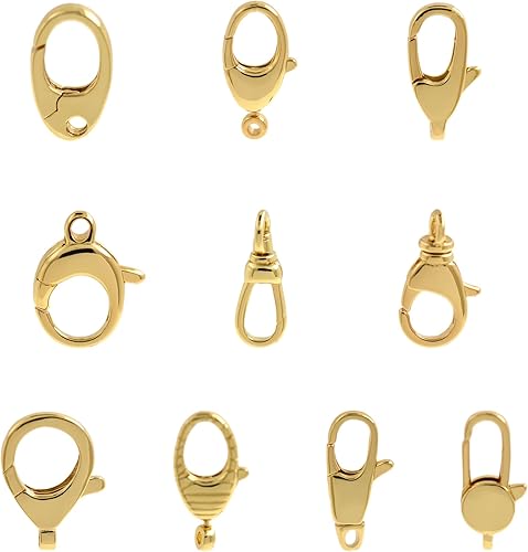 10 piezas de diferentes broches de langosta rellenos de oro de 18 quilates, dije minimalista con anillos de salto para hacer joyas de bricolaje