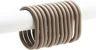 Shower Curtain Rings Plastic Hooks Solid and Clear Color Set of 12 Solid Tan - Buy now