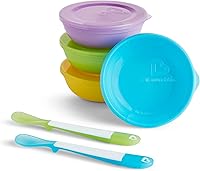 Munchkin Love-a-Bowls 10-Piece Baby Feeding Set: Leak-Proof Bowls, Lids & Soft-Tip Spoons, Stackable Multicolor