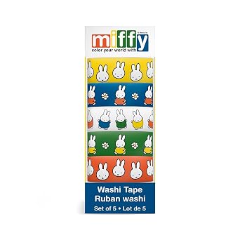 Studio Oh! Classic Miffy Washi Tape Set, 5 Decorative Tape Rolls, Multicolored Stationery for Scrapbook Supplies, Gifts, Crafts, Scrapbooking & Journaling Supplies, Adhesive, Miffy Artwork, 10m Rolls