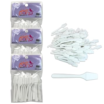 Beauticom Pana Brand White Color 3 Packs of 25pcs = 75 Pieces Cosmetic Make Up Disposable Plastic 2.5" Spatulas Skin Care Facial Cream Mask Spatula