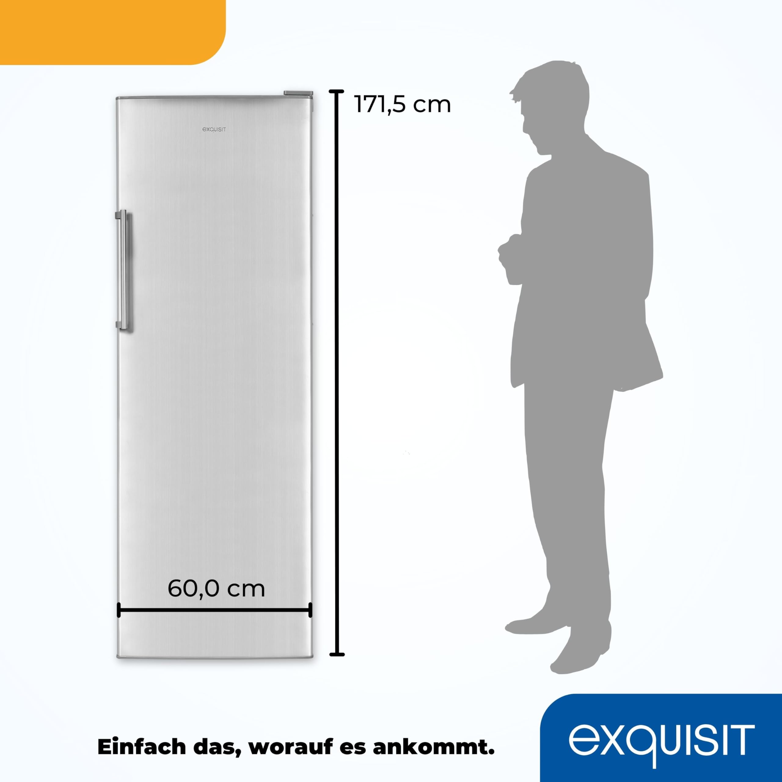 Exquisit KS350-V-H-040D Vollraumkühlschrank in Inoxlook - 331 Liter