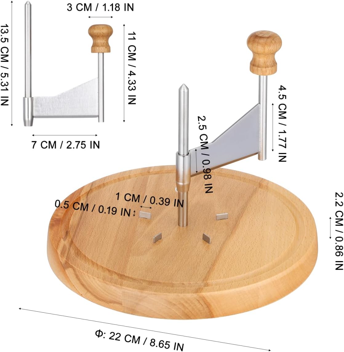 NUOBESTY Cheese Curler Wheel, Stainless Steel Cheese Shaver with Wooden Base - Manual Handheld Grater Slicer for Chocolate, And Dessert Shops 8. 65x8. 65x5. 31in