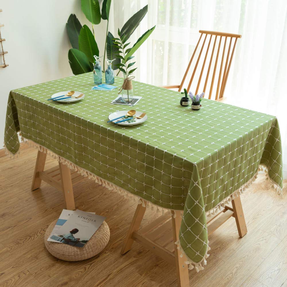 Anti Tache Nappe Lavable Rectangulaire Coton et Lin Respirant de Qualité Supérieure Longue Durée Vert 100 × 160cm