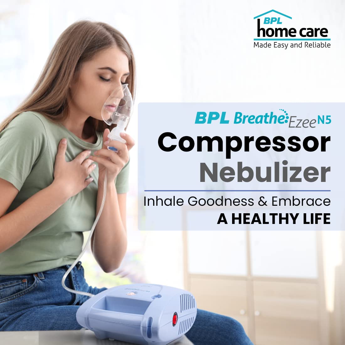 BPL Medical Technologies Breathe Ei N5 low noise compressor BPL Nebulizer Machine Kit Children and Adults for Portable Nebulizer BPL Medical Technologies Breathe Ei N5 low noise compressor BPL Nebulizer Machine Kit Children and Adults for Portable Nebulizer