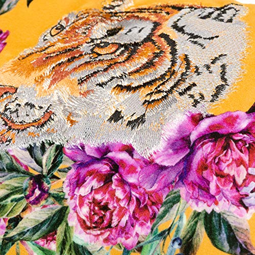Jwh Yellow Tiger Pillow Covers Decorative Flower Embroidered Throw Pillow Colorful Accent Pillow Case Velvet Print Cushion Luxury Pillowcase For Bed Couch Bedroom Office Decor Euro Sham 12X20 Inch #TOP2