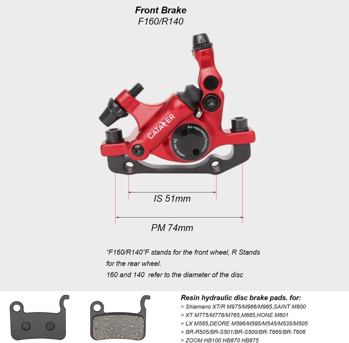 MTB Road XTECH HB-100 MTB Road Line Pulling Hydraulic Disc Brake Calipers Front & Rear Mountain Bike Disc Brake E-Bike Disc Brake Set