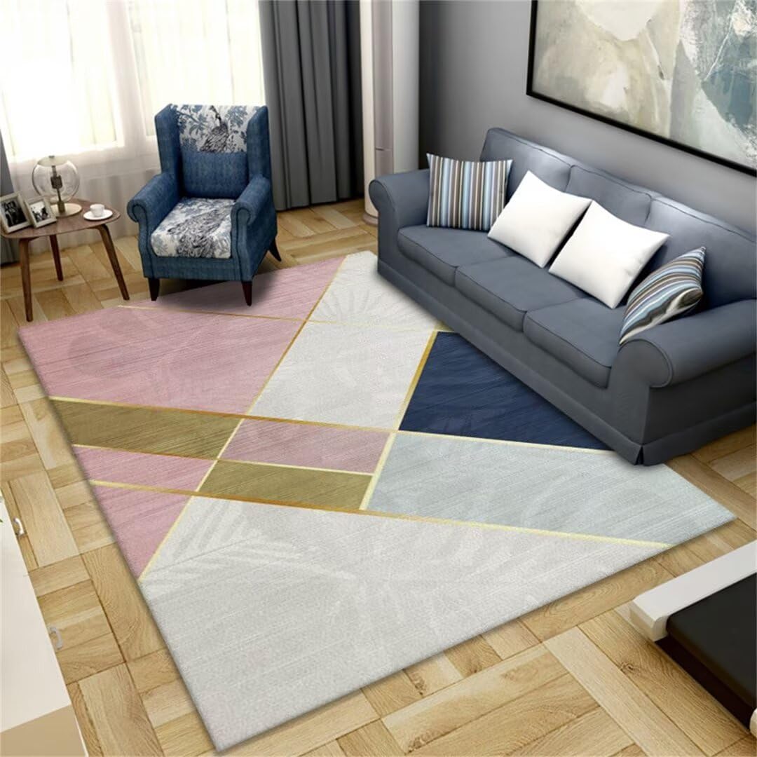 Tapis éveil bébé 70x140cm lavable et tapis de salon géométrique durable