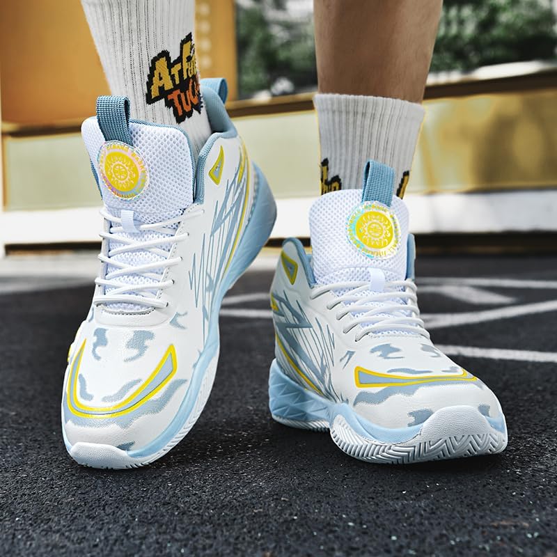 Basketball Shoes for Boys and Kids, Walking Running Shoes Breathable Comfortable Boys Sneakers for Little and Big Kids