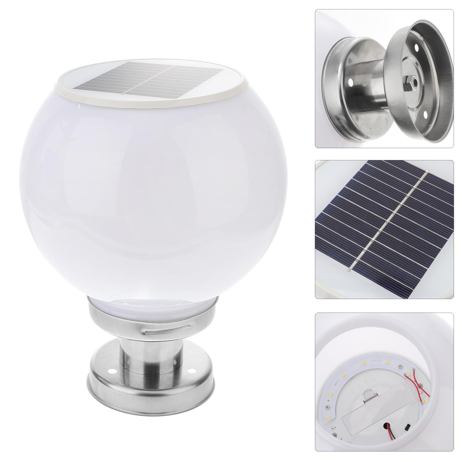 Toddmomy Bola Solar Exterior Jardin Iluminación y Carga Solar para Postes de Acero Inoxidable en Terrazas y Jardines Color Aleatorio