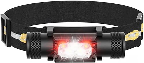 sofirn Linterna frontal roja brillante recargable, H05B 1200 lúmenes linterna de cabeza ligera con luz roja, diadema ajustable, inclinación móvil de