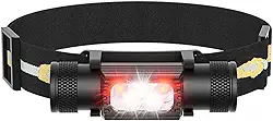 sofirn Lanterna de cabeça vermelha brilhante recarregável, lanterna de cabeça leve H05B de 1200 lúmens com luz vermelha, faixa de cabeça ajustável, inclinação móvel de 180 graus, lâmpada de cabeça