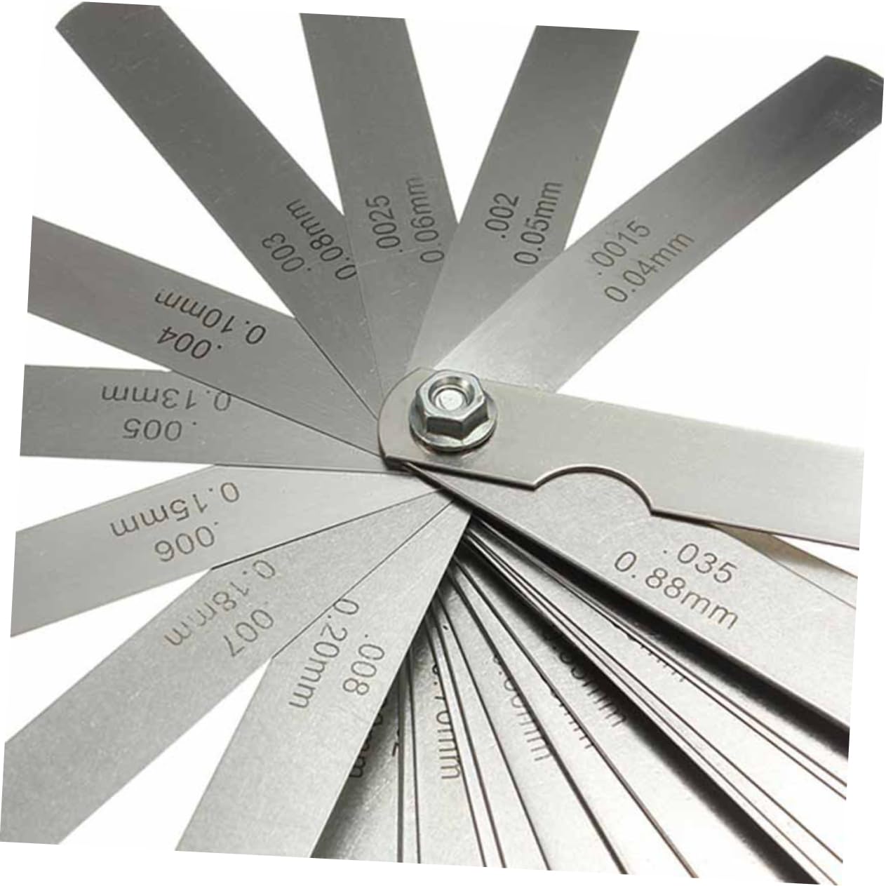 Gatuida 32pcs Metric Decimal Thickness Gauge Feeler Gauge Ruler Brass Blades Dual Marked Super Fit for Guitars Engines