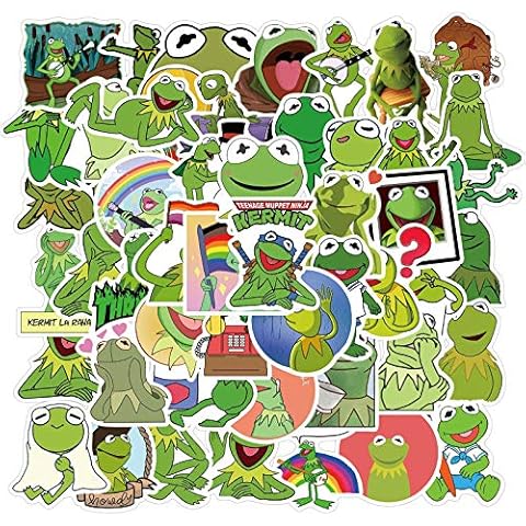 CHVISO 50Pcs Cute Cartoon Frog Stickers for Teen Kids Water Bottle, Waterproof Decal for Girl Laptop Bicycle Skateboard Phone Computer Guitar Travel Case Kermit The Frog Stickers Cover