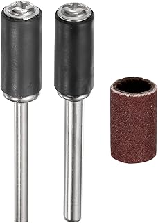HARFINGTON 3pcs Sanding Drums Sleeves Set 1/4 Inch Grit 600 Sanding Sandpaper with Mandrel Rotary Tool Mini Sanding Drum Kit for Metal Jewelry Wood Fine Processing Polishing
