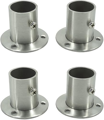 Miniatura 4 de Armario de acero inoxidable Armario Rod Holder Socket End Support Brida para 1.260 in (juego de 4)