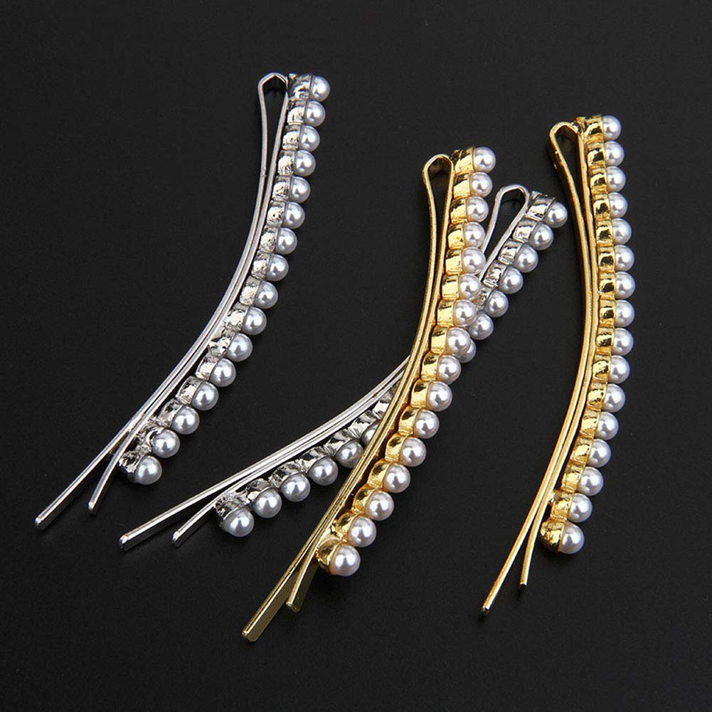 Amazon.com : 4PCS Lady Women Pearl Hair Barrettes Hair Pins  display picture 1