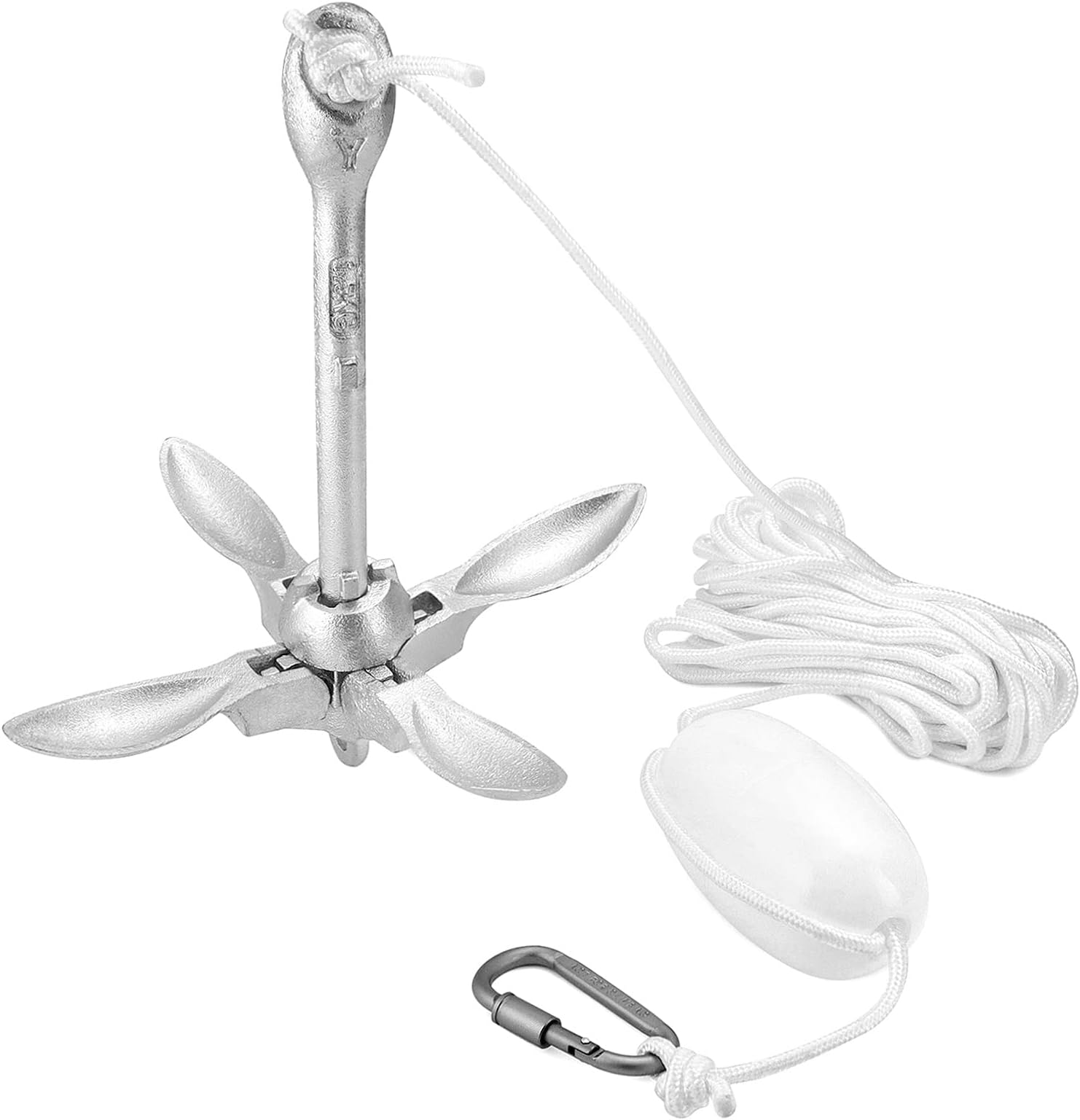 QWORK® kayak anchor, folding grapnel anchor, include Anchor Tow Rope,a buoy ball and a storage bag, for Fishing Kayaks,Canoe,Jet Ski