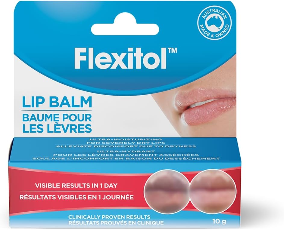 Flexitol Lip Balm - Best Balm for Dry, Chapped Lips in Canada, Hydrates and Heals Cracked Lips, Dermatologist-Recommended Moisturiser for Dry Lips (10g)