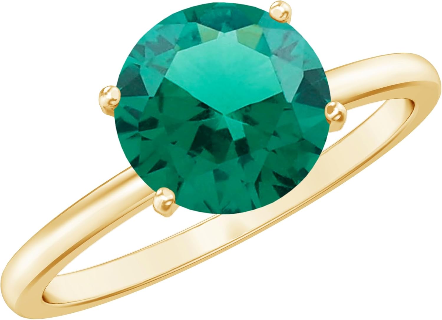Certified 2 Carat Round Lab Grown Emerald Engagement Ring, Aaaa Quality, Emerald Solitaire Ring - Fine Jewelry For Women
