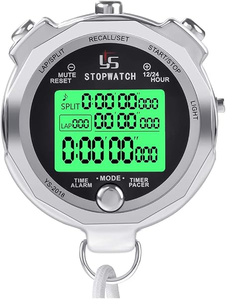 LAOPAO 100 Precision 1/1000 Seconds Memory with Light Function and Mute Chronograph Timer for Gym Basketball Football Baseball Outdoor Sports - 1