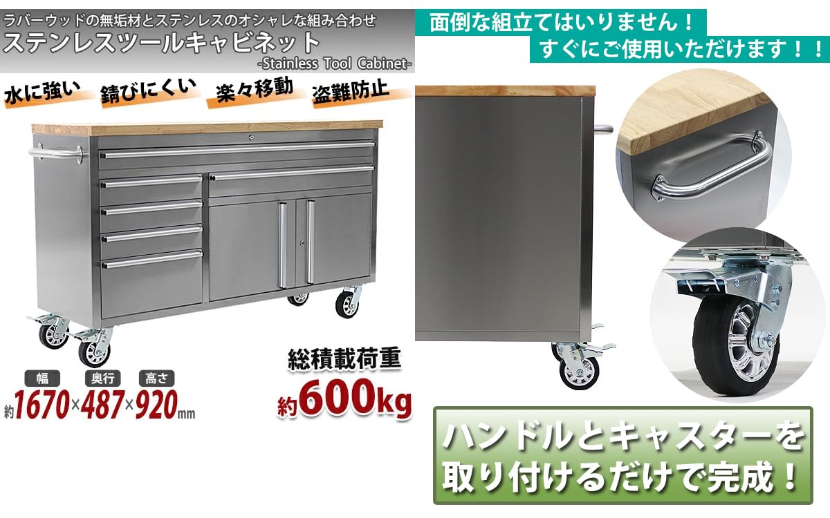 Amazon | ステンレス ツールキャビネット 半完成品 総積載荷重約600kg