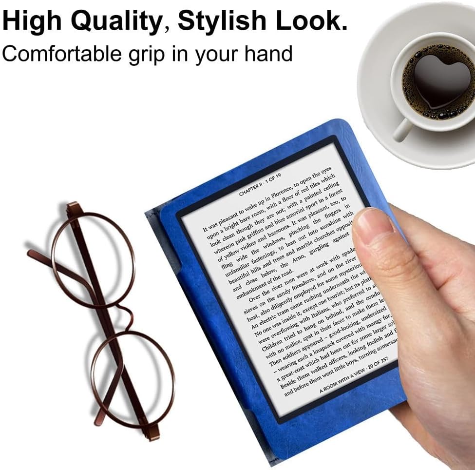 6 Inch eBook Ereader Protective Shells Case CompatibleWith Kobo GLO HD N437 Ereader PU Leather Cover(Rose RED)