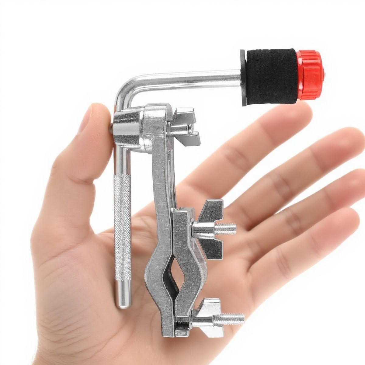 Pince De Montage pour Batterie, Tige De Bras en L, Bras De Cymbale Chromé avec Support De Support, Accessoires pour Instruments De Percussion, Rouge