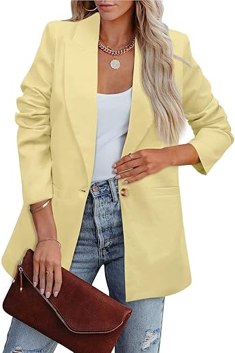 Womens Blazer Professional Business Casual Office Work Long Sleeve Open Front Cardigan Suit Jacket with Pockets