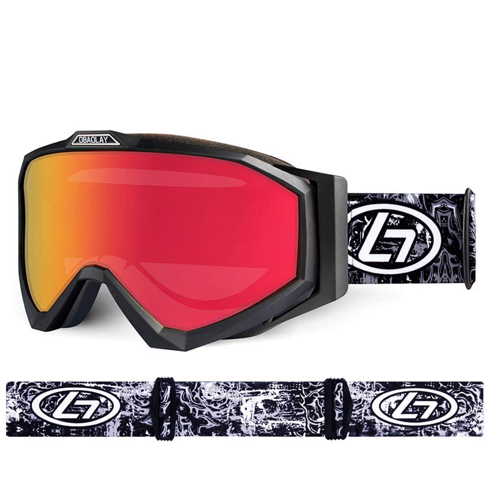 Gafas de esquí para esquiar en familia con lentes dobles de alta visibilidad JIA Black Red