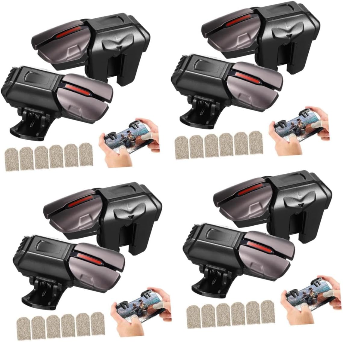 Homoyoyo 4pairs Mobile Game Triggers Game Finger Gloves Six-Finger Linkage Controllers for Enhanced Sensitivity and Comfort Compatible iOS Like and