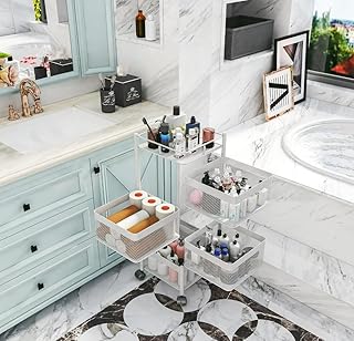 4 Tier Square Rolling Cart, White