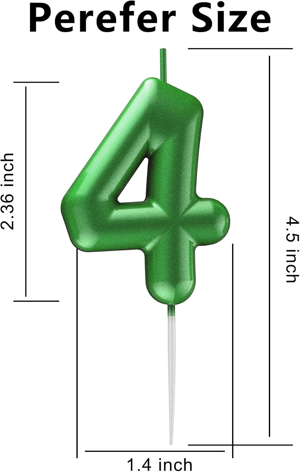 Green Number 4 Candle Happy Birthday 3D Number Candles for Birthday Cake Party Decoration Wedding Anniversary Celebration Supplies