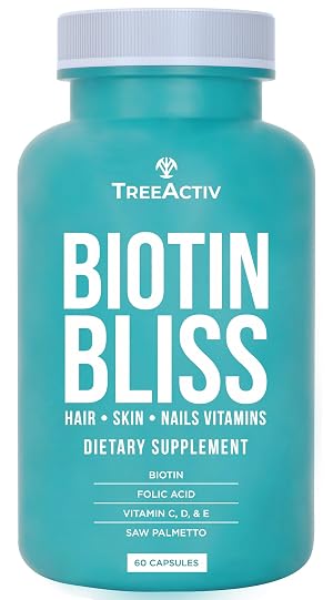 Biotin Bliss Skin Hair Nails Vitamins Saw Palmetto Supplement Volumizer Thickening Formula for Men Women Folate MSM B