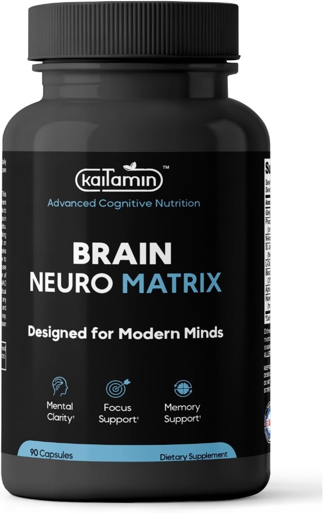 Brain Supplement for Memory & Focus – NSF Certified & Eurofins Tested Nootropic | 8-ingredient nootropic with Ginkgo, Bacopa & Huperzine A. NSF & Eurofins tested. Caffeine-free. 90-capsule, 3-month supply.