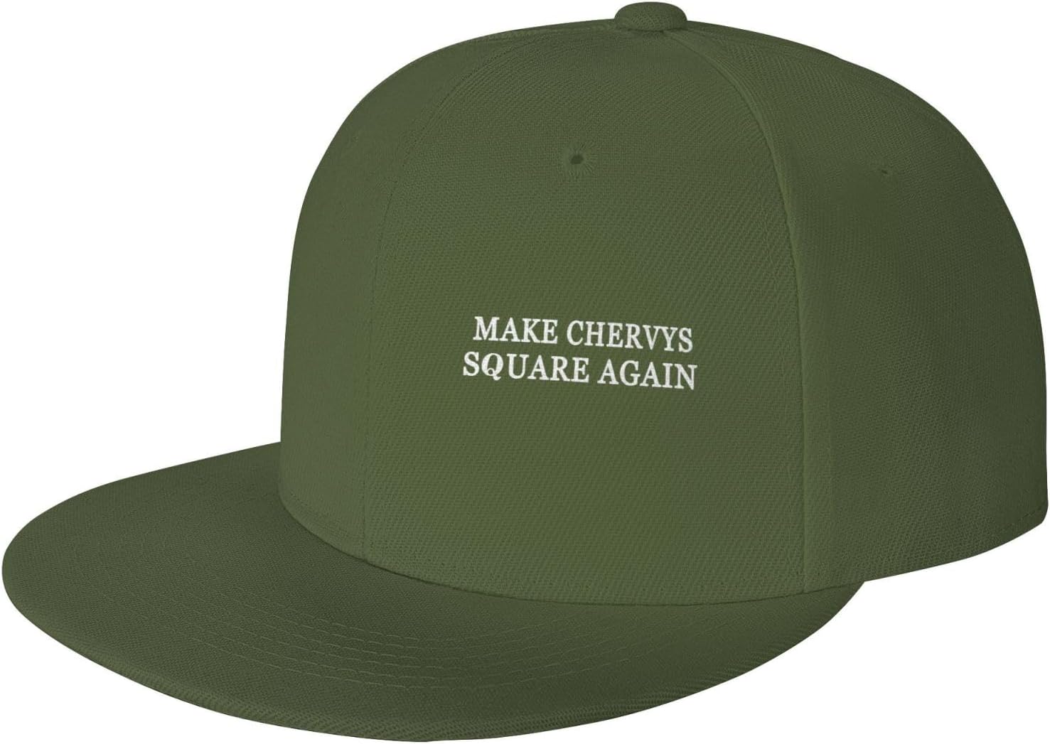 Make Chevys Square Again Hat Adjustable Flat Brim Baseball Cap Hip-Hop Snapback Hats for Men Women Moss Green
