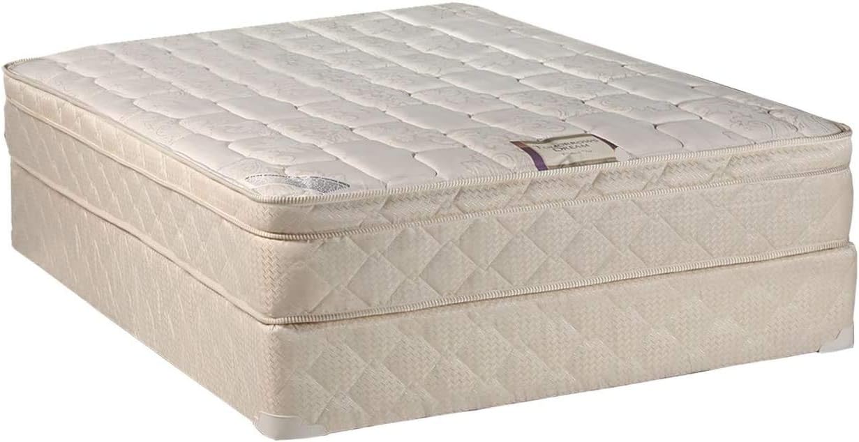 DS USA Tomorrow's Dream PillowTop (Eurotop) Twin Size Mattress and Box Spring Set - Innerspring Coil, Sleep System with Enhanced Cushion Support, Fully Assembled and Longlasting