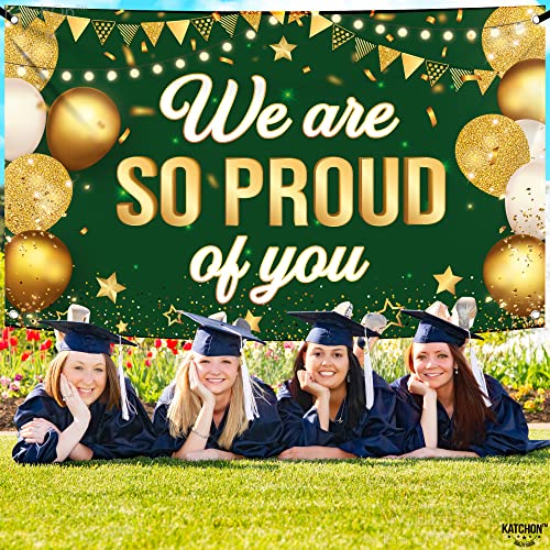 Image of KatchOn, Green We are So Proud of You Banner - XtraLarge, 72x44 Inch | Graduation Banner for Congratulations Decorations | Graduation Backdrop 2026 for Green and Gold Graduation Decorations 2026