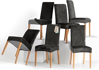 Set of 6 Elastic Chair Covers Removable Washable for Dining Chairs Elastic Covers for Dining Room Kitchen Restaurant Hotel Banquet Wedding Party Sento Acero