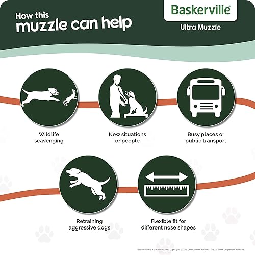 Miniatura 5 de Bozal de goma Baskerville de 5 pulgadas, talla 5, Negro