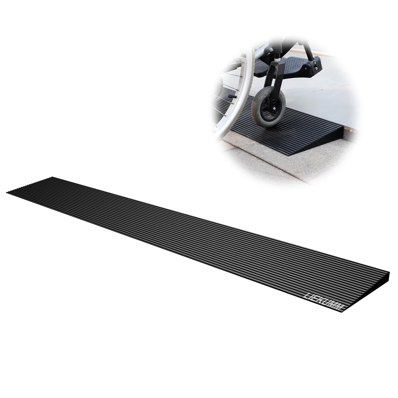 Liekumm Black/White Wheelchair Ramp 1.5 Cm Height, 650 Kg Load Capacity Non-Slip Threshold Ramp, Ramps For Wheelchairs, Mobility Scooters, Electric Wheelchairs, Bicycles, Wheelchair Ramps For Doorways, Steps