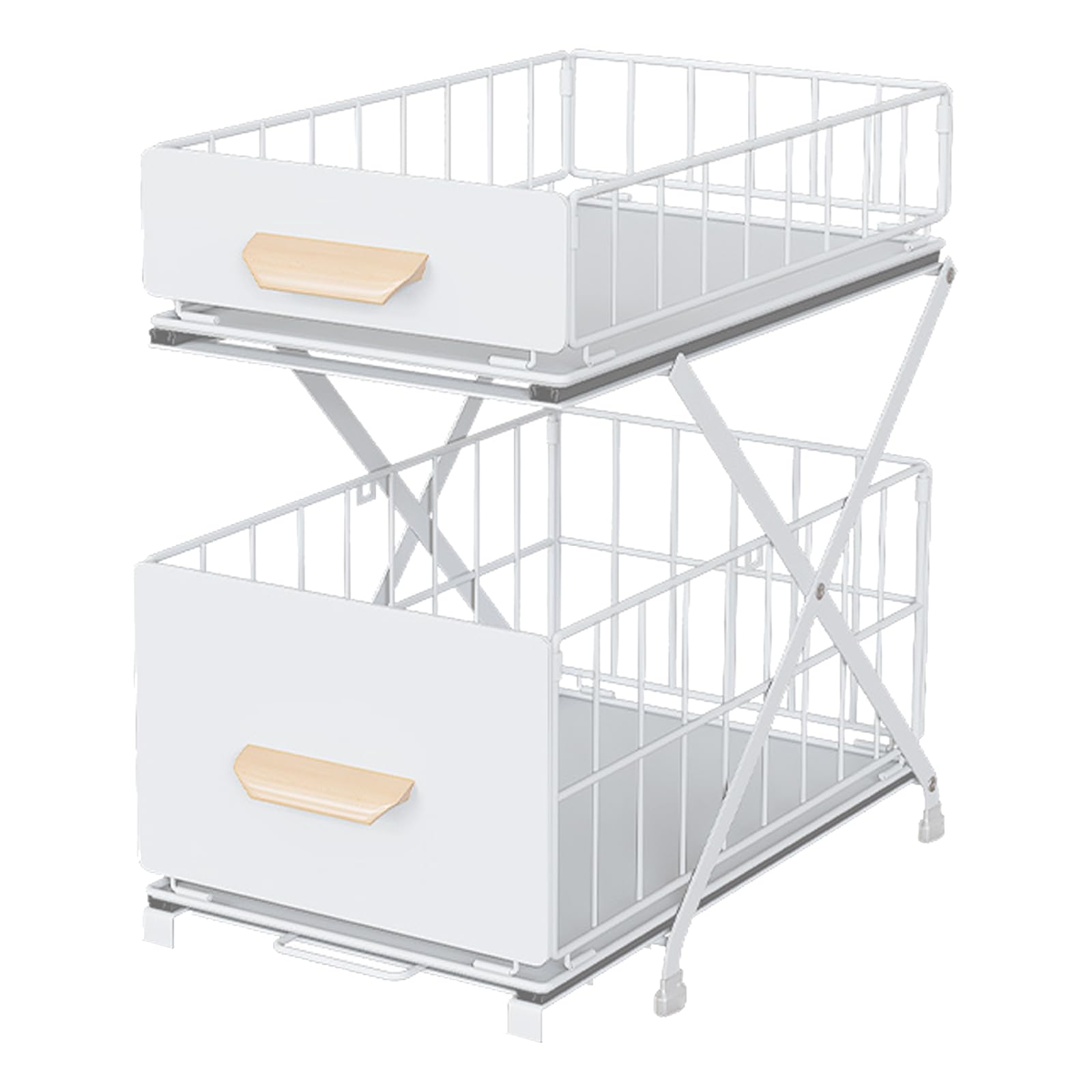 2 Etagen Gewürzaufbewahrung, Schubladen unter dem Waschbecken, Weiß | Metall Gewürzregal, Anhebbares Schrank Organizer küche, Putzmittel Organizer, Höhenverstellbar, 40 * 26 * 43CM,1 Stück
