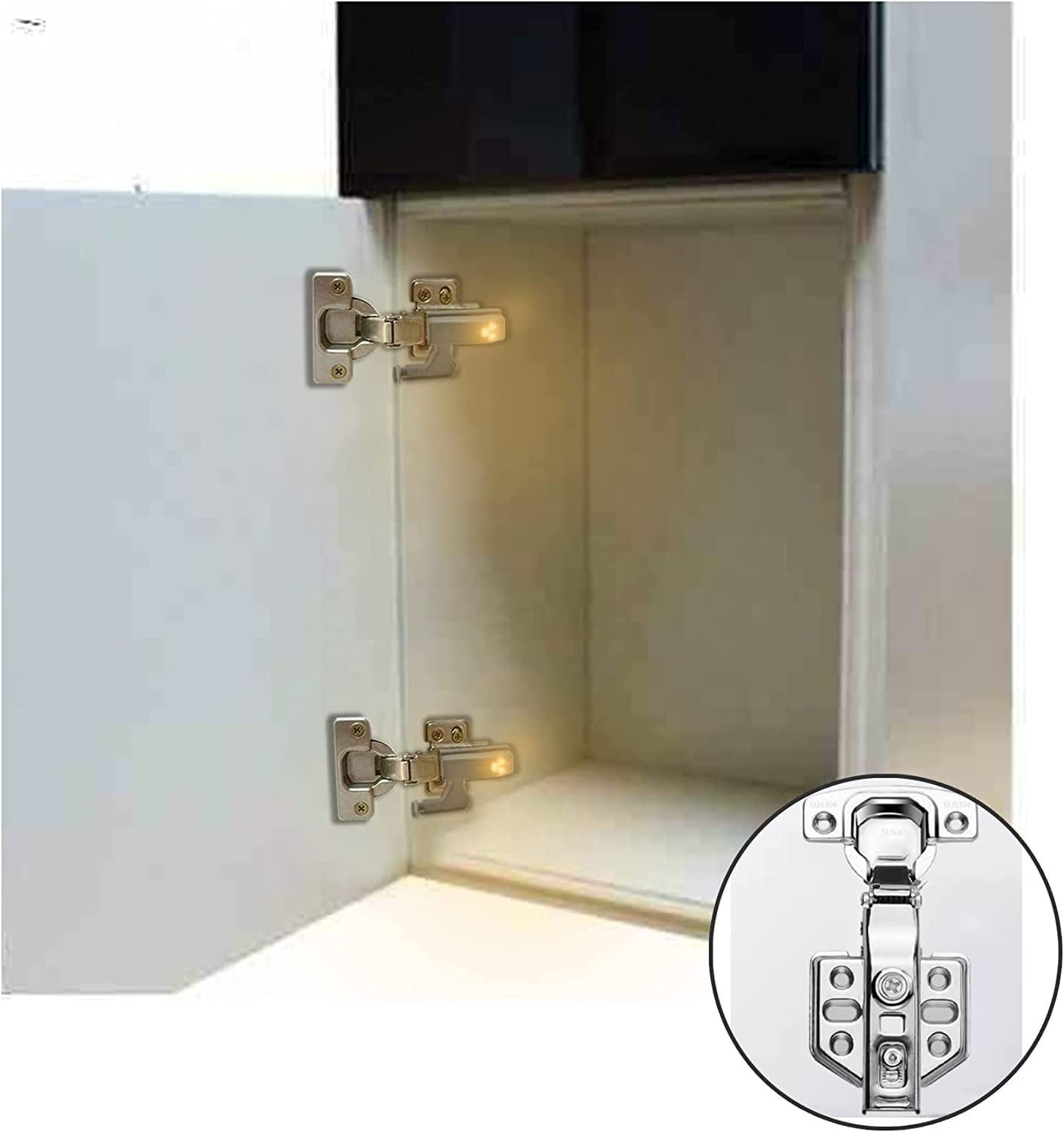 10 Luces LED Con Sensor Para Bisagras De Armario - Blanco Frío, Activación Al Abrir, Para Cocina, Baño, Dormitorio